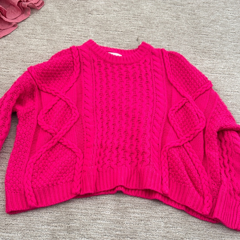 Women's Pink Cable Knit Sweater